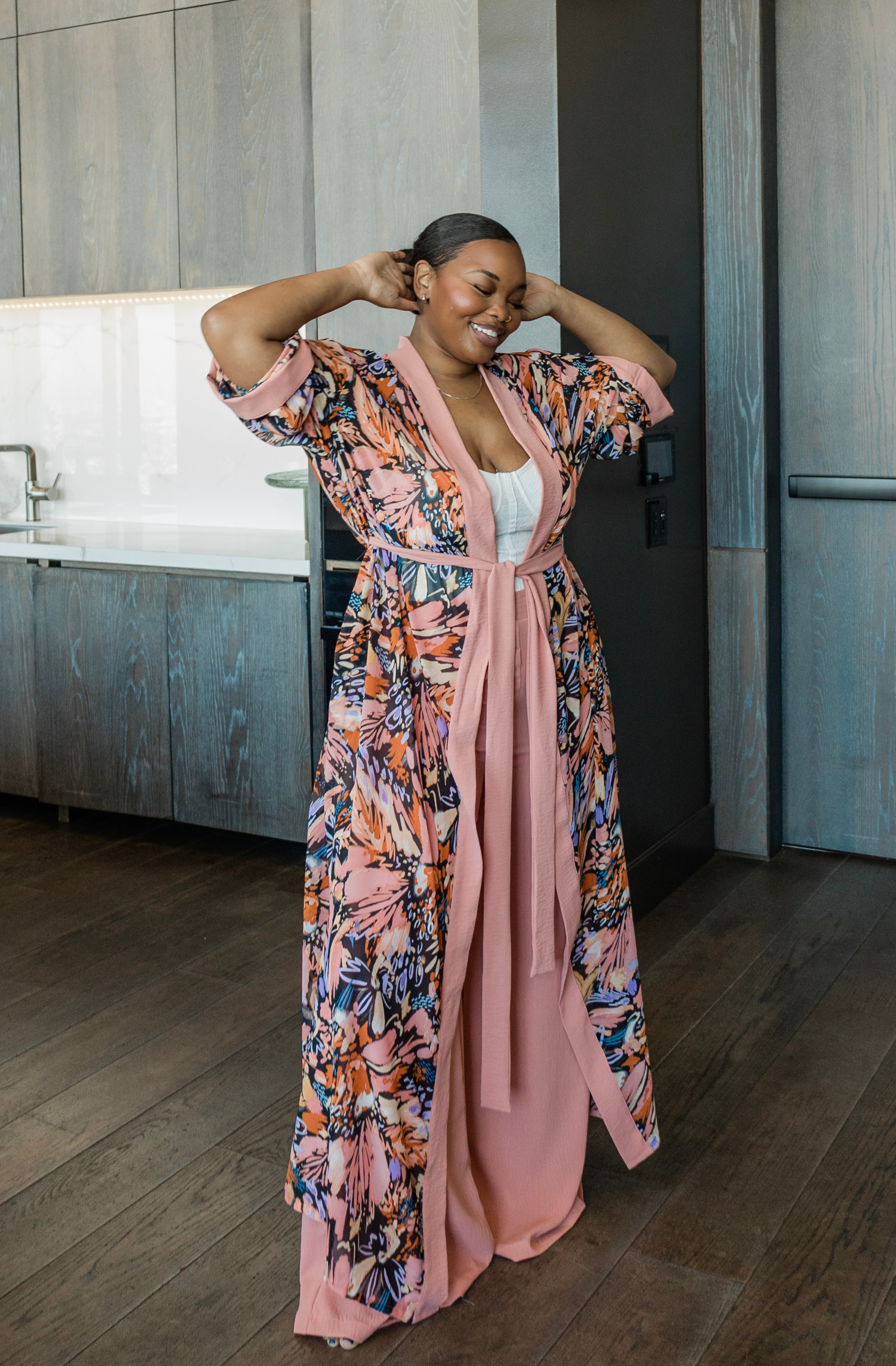 maxi dress and duster set Jane Wardrobe 3D Floral Embroidered Maxi Dress Set, V Neck Spaghetti Strap Dress With Ruffle Hem Duster Cardigan, Pink Green Navy Wedding Guest