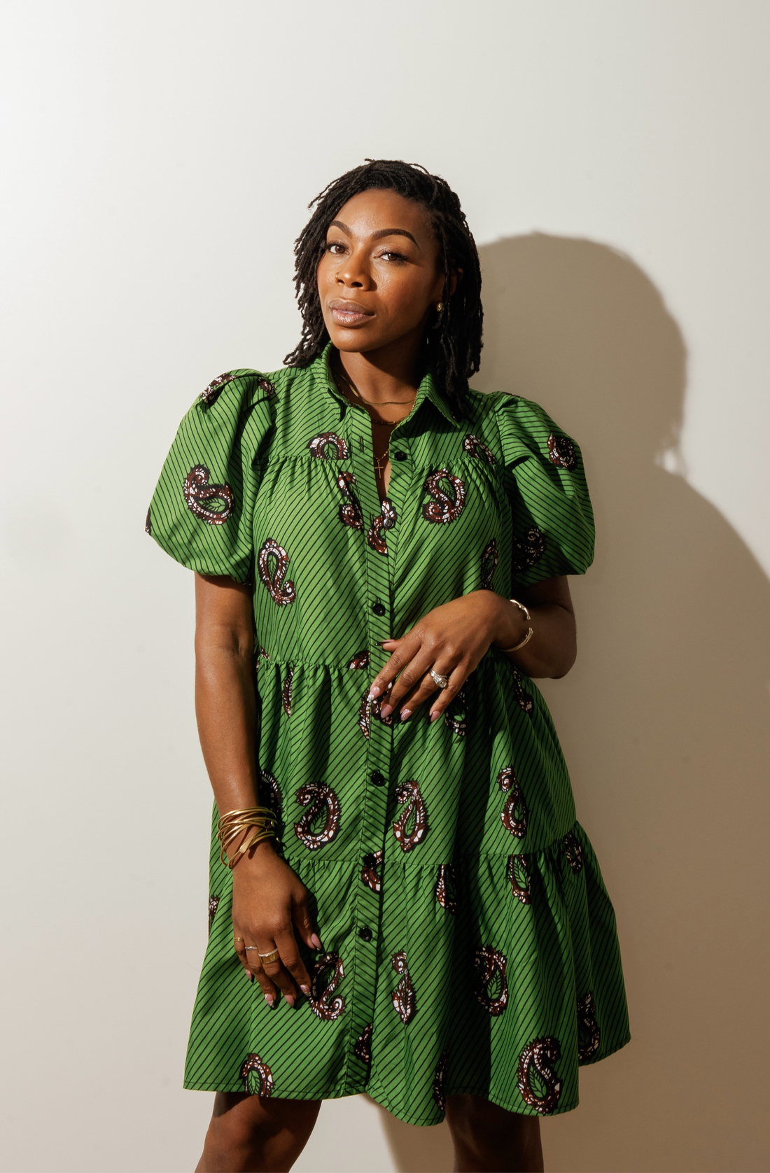 Green Tiered Babydoll Dress