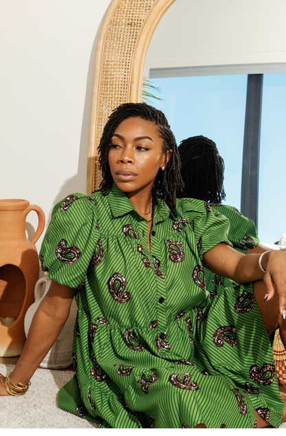 Green Tiered Babydoll Dress