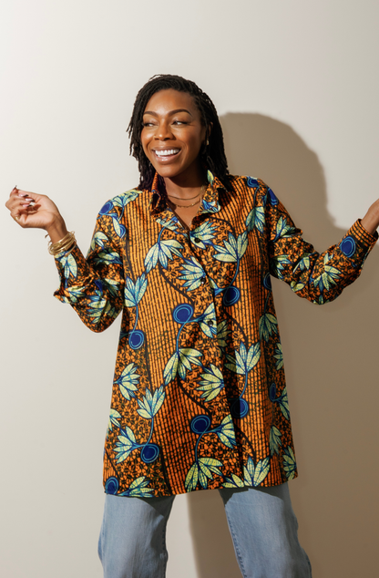 Oversized Button-Up Shirt- Flavor