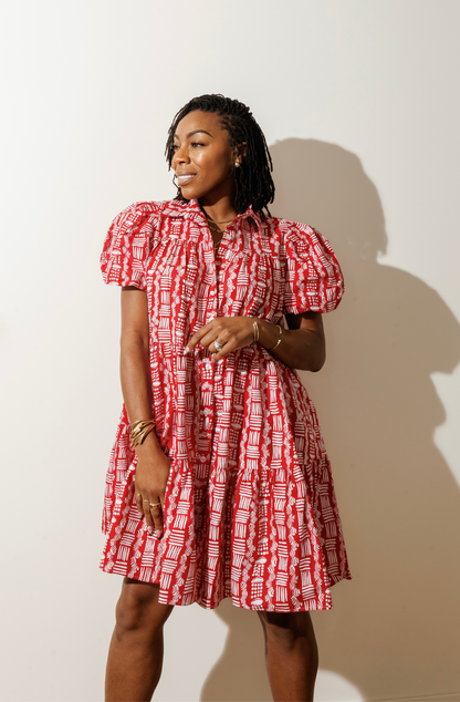 Red Tiered Babydoll Dress