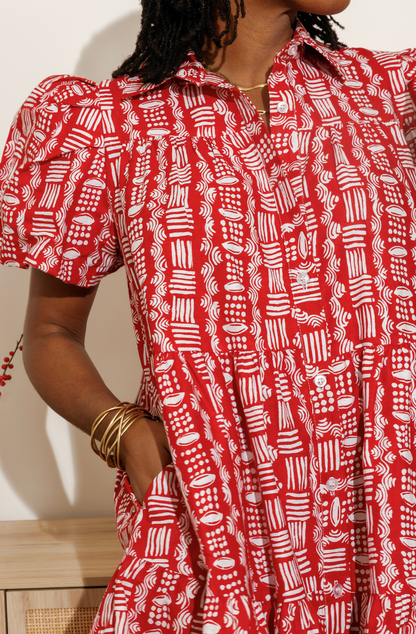 Red Tiered Babydoll Dress