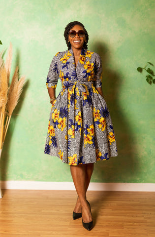 Yolanda Gathered Wrap Dress