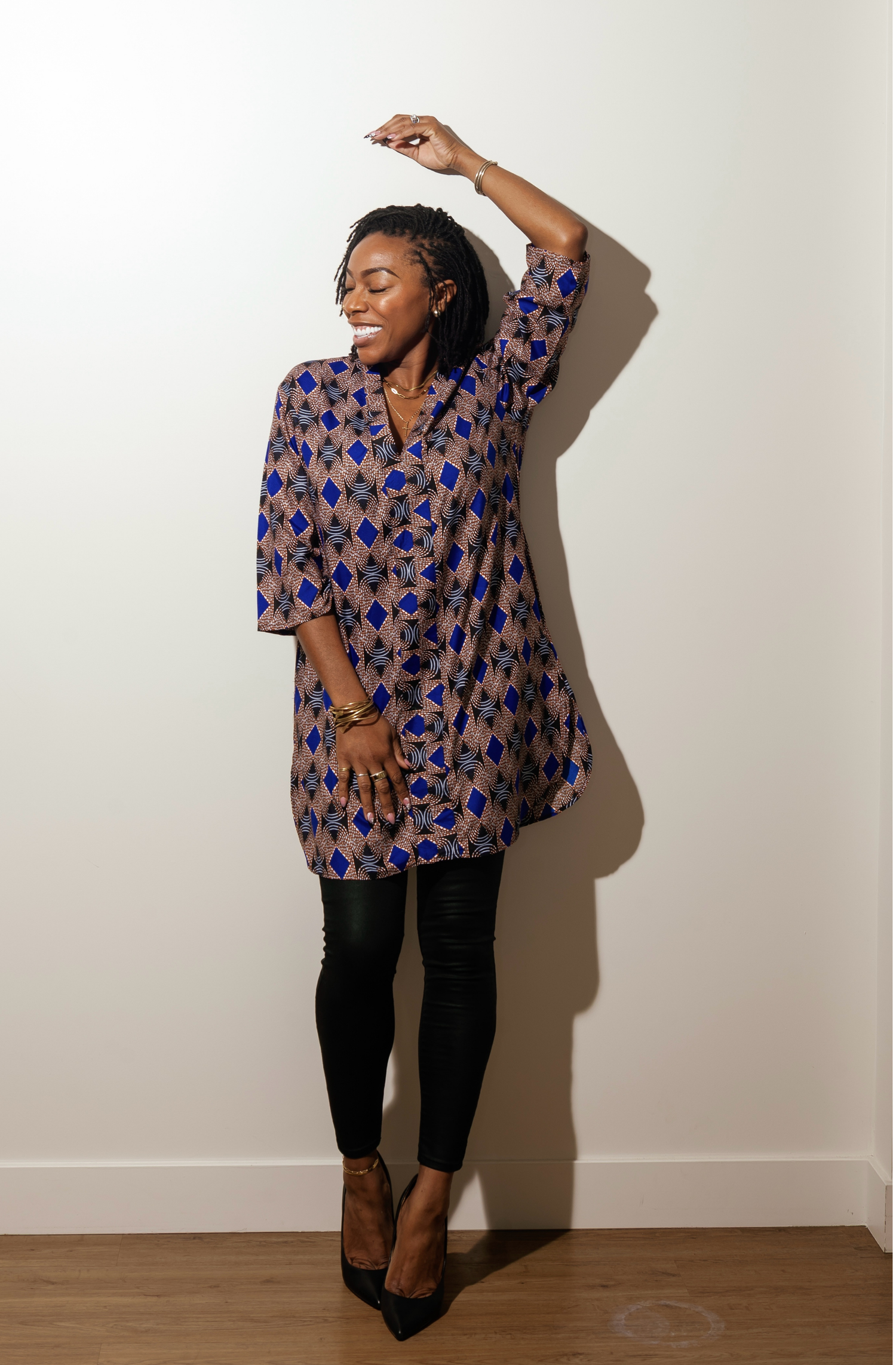 Tunic Shirt Dress- Blue Diamond