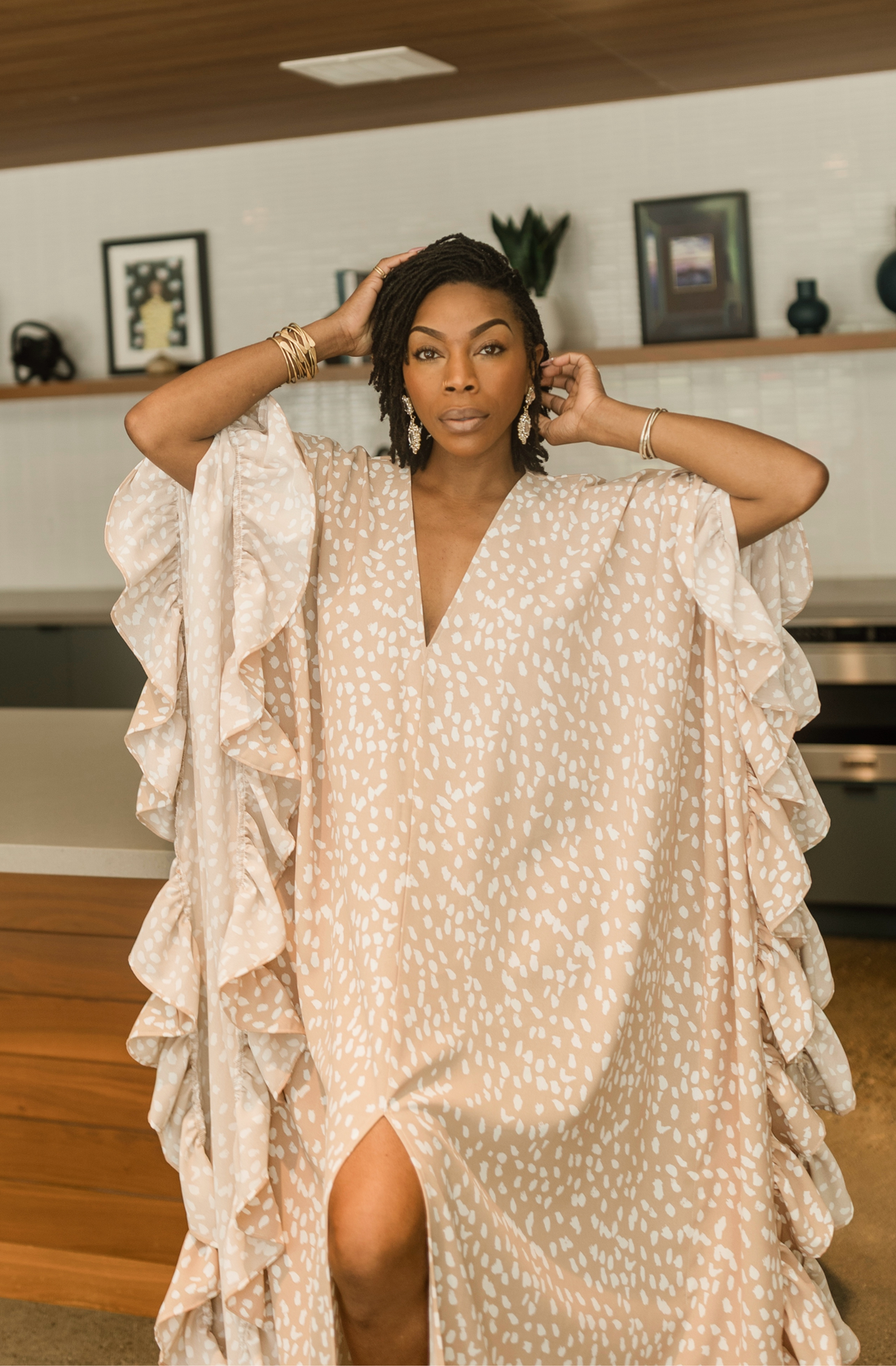 Peachy Ruffle Kaftan