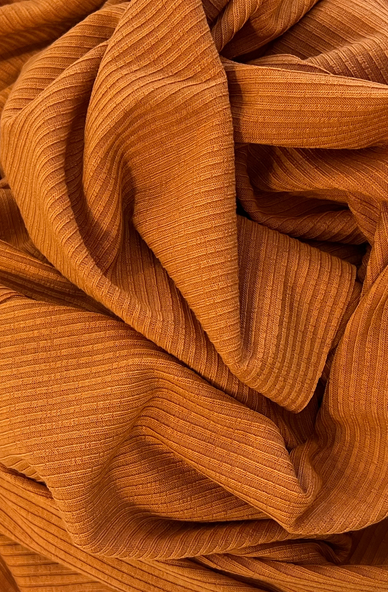 Burnt Orange Rib Knit (Stretch)