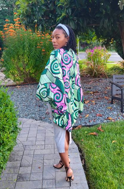 Bubble Cape- Pink &amp; Green Spiral  (PRE ORDER)