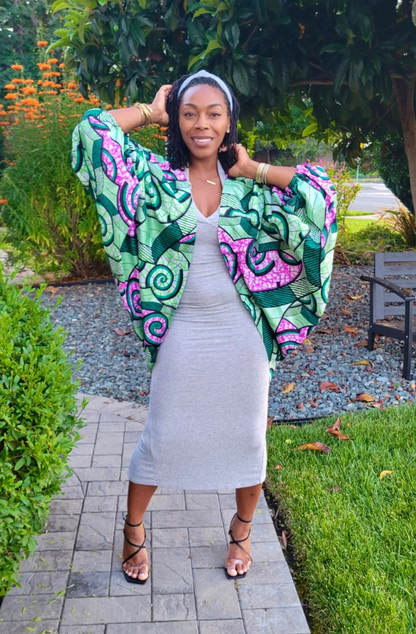 Bubble Cape- Pink &amp; Green Spiral  (PRE ORDER)