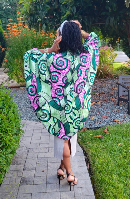 Bubble Cape- Pink &amp; Green Spiral  (PRE ORDER)