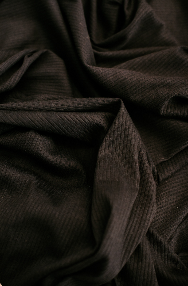 Black Rib Knit (Stretch)