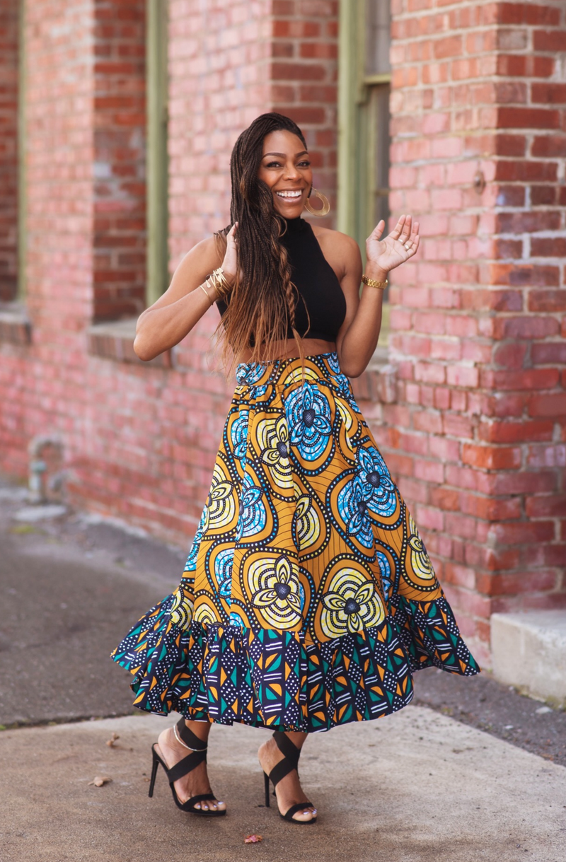 Circle skirt top african print